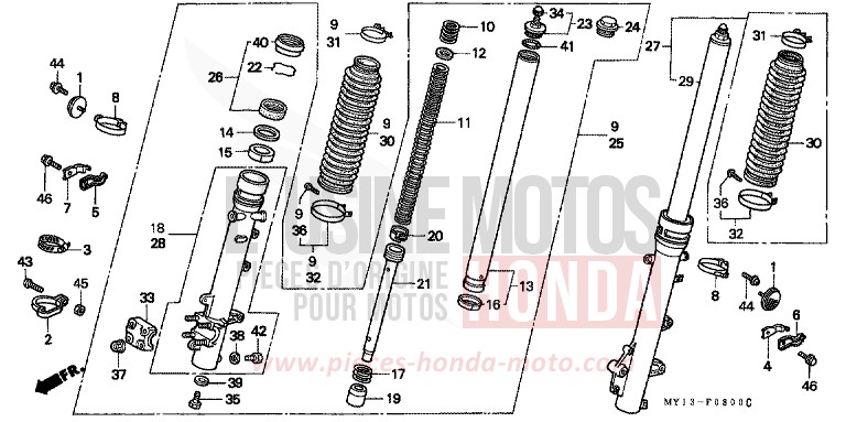 GABEL, VORNE von Africa Twin 750 BLACK (NH1E) von 1994